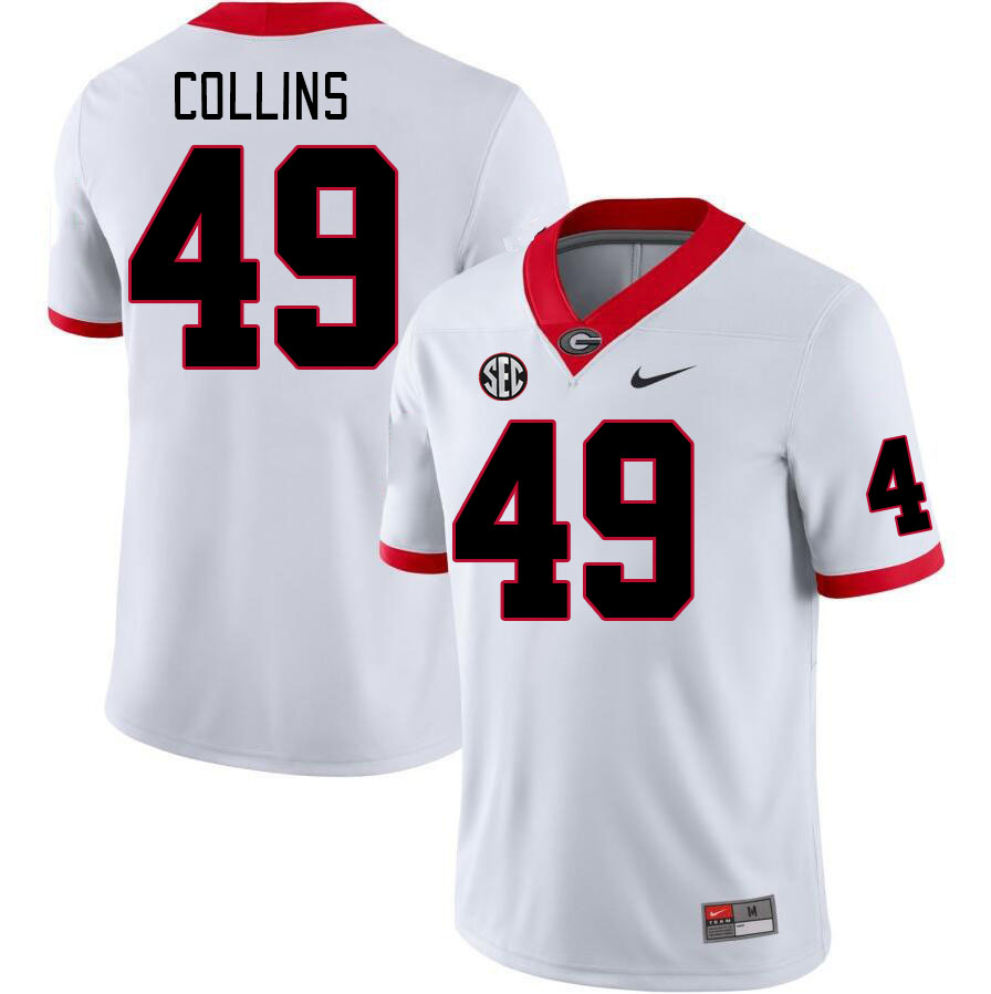 Men #49 Luke Collins Georgia Bulldogs College Football Jerseys Stitched-White